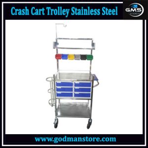 Crash Cart Trolley Stainless Steel