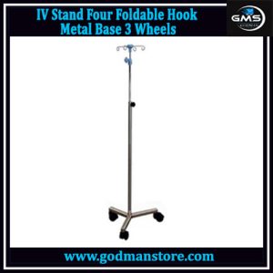 IV Stand Four Foldable Hook Metal Base 3 Wheels