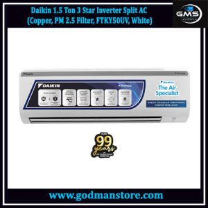 Daikin 1.5 Ton 3 Star Inverter Split AC (Copper, PM 2.5 Filter, FTKY50UV, White)