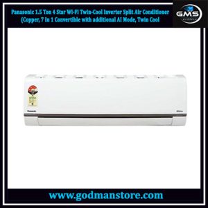 Panasonic 1.5 Ton 4 Star Wi-Fi Twin-Cool Inverter Split Air Conditioner (Copper, 7 In 1 Convertible with additional AI Mode, Twin Cool