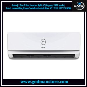 Godrej 1 Ton 3 Star Inverter Split AC (Copper, 2022 model, 5-in-1 convertible, Nano-Coated anti-viral filter AC 1T SIC 12TTC3-WWA