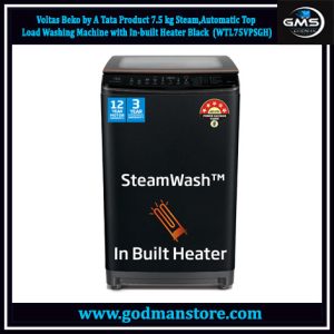 Voltas Beko by A Tata Product 7.5 kg Steam,Automatic Top Load Washing Machine with In-built Heater Black (WTL75VPSGH)